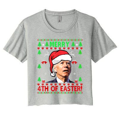 Merry 4th Of Easter Funny Joe Biden Christmas Ugly Sweater Cool Gift Women's Crop Top Tee