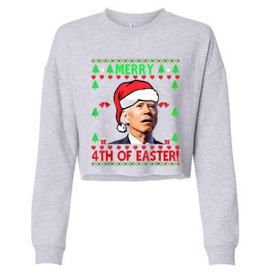 Merry 4th Of Easter Funny Joe Biden Christmas Ugly Sweater Cool Gift Cropped Pullover Crew