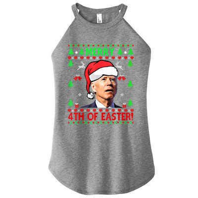 Merry 4th Of Easter Funny Joe Biden Christmas Ugly Sweater Cool Gift Women's Perfect Tri Rocker Tank