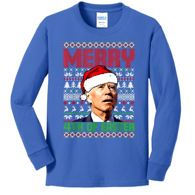 Merry 4th Of Easter Funny Joe Biden Ugly Sweater Christmas Gift Kids Long Sleeve Shirt