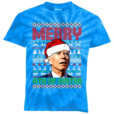 Merry 4th Of Easter Funny Joe Biden Ugly Sweater Christmas Gift Kids Tie-Dye T-Shirt