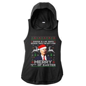 Merry 4th Of Easter Funny Biden Ugly Christmas Sweater Ladies PosiCharge Tri-Blend Wicking Draft Hoodie Tank