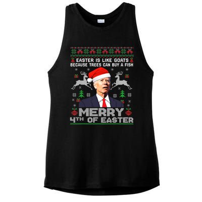 Merry 4th Of Easter Funny Biden Ugly Christmas Sweater Ladies PosiCharge Tri-Blend Wicking Tank