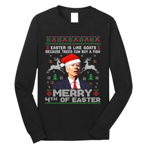 Merry 4th Of Easter Funny Biden Ugly Christmas Sweater Long Sleeve Shirt