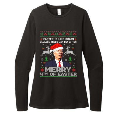 Merry 4th Of Easter Funny Biden Ugly Christmas Sweater Womens CVC Long Sleeve Shirt