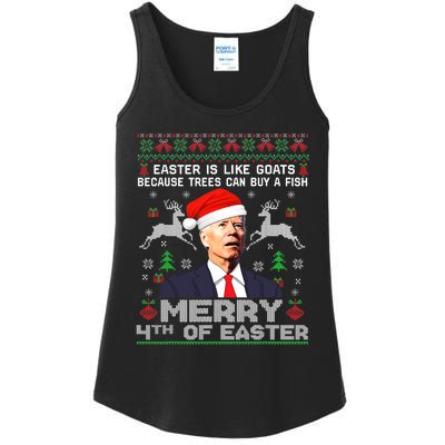 Merry 4th Of Easter Funny Biden Ugly Christmas Sweater Ladies Essential Tank