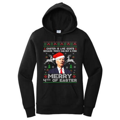 Merry 4th Of Easter Funny Biden Ugly Christmas Sweater Women's Pullover Hoodie