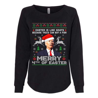 Merry 4th Of Easter Funny Biden Ugly Christmas Sweater Womens California Wash Sweatshirt