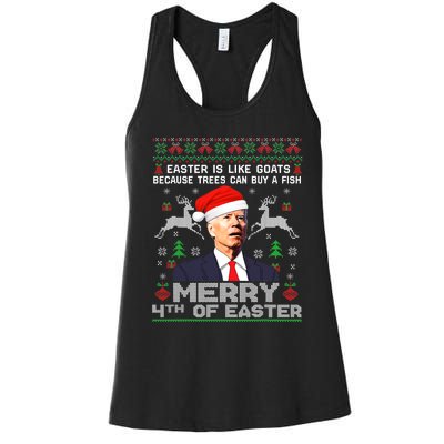 Merry 4th Of Easter Funny Biden Ugly Christmas Sweater Women's Racerback Tank