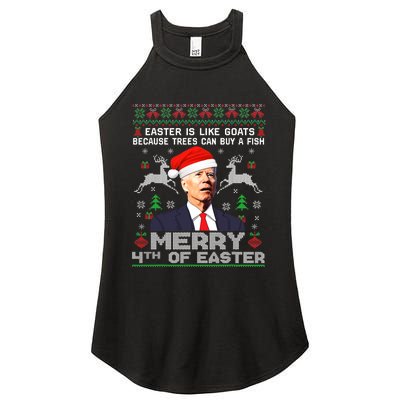 Merry 4th Of Easter Funny Biden Ugly Christmas Sweater Women's Perfect Tri Rocker Tank