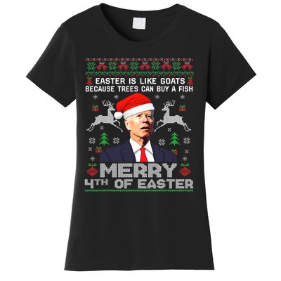 Merry 4th Of Easter Funny Biden Ugly Christmas Sweater Women's T-Shirt