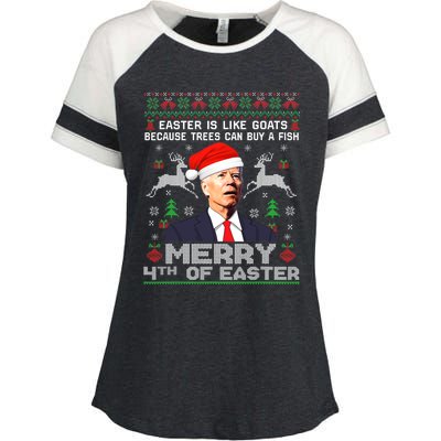 Merry 4th Of Easter Funny Biden Ugly Christmas Sweater Enza Ladies Jersey Colorblock Tee