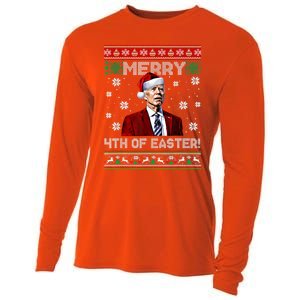 Merry 4th Of Easter Santa Joe Biden Happy Ugly Christmas Gift Cooling Performance Long Sleeve Crew