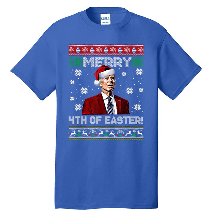 Merry 4th Of Easter Santa Joe Biden Happy Ugly Christmas Gift Tall T-Shirt