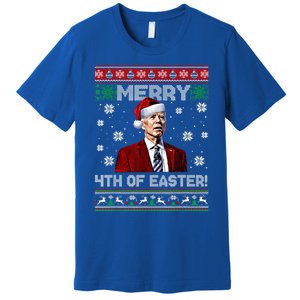 Merry 4th Of Easter Santa Joe Biden Happy Ugly Christmas Gift Premium T-Shirt