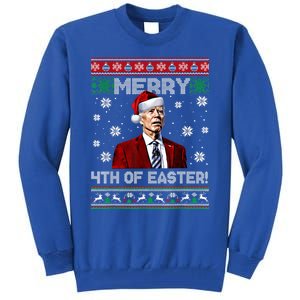 Merry 4th Of Easter Santa Joe Biden Happy Ugly Christmas Gift Tall Sweatshirt