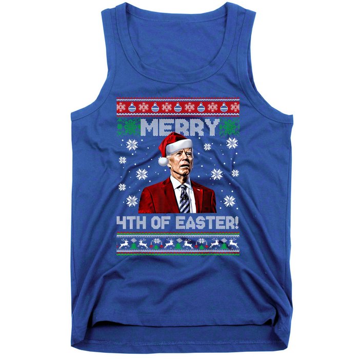 Merry 4th Of Easter Santa Joe Biden Happy Ugly Christmas Gift Tank Top