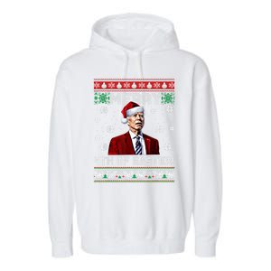 Merry 4th Of Easter Santa Joe Biden Happy Ugly Christmas Gift Garment-Dyed Fleece Hoodie