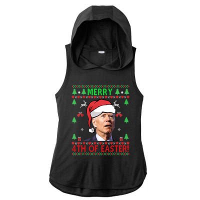 Merry 4th Of Easter Funny Joe Biden Christmas Ugly Sweater Sweatshirt Ladies PosiCharge Tri-Blend Wicking Draft Hoodie Tank