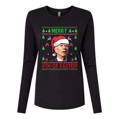 Merry 4th Of Easter Funny Joe Biden Christmas Ugly Sweater Sweatshirt Womens Cotton Relaxed Long Sleeve T-Shirt