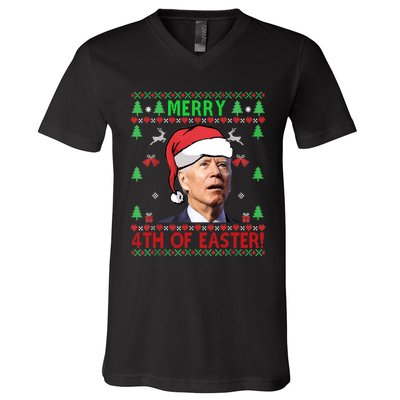 Merry 4th Of Easter Funny Joe Biden Christmas Ugly Sweater Sweatshirt V-Neck T-Shirt