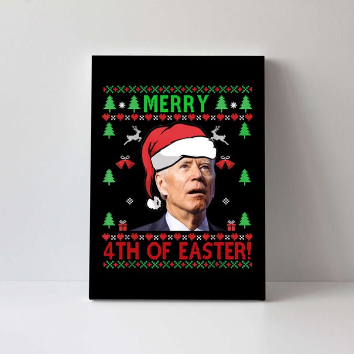 Merry 4th Of Easter Funny Joe Biden Christmas Ugly Sweater Sweatshirt Canvas