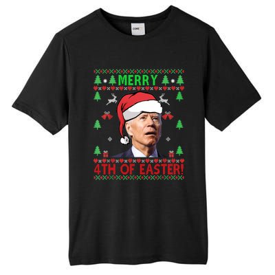 Merry 4th Of Easter Funny Joe Biden Christmas Ugly Sweater Sweatshirt Tall Fusion ChromaSoft Performance T-Shirt