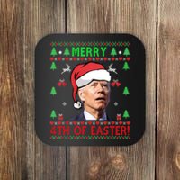 Merry 4th Of Easter Funny Joe Biden Christmas Ugly Sweater Sweatshirt Coaster