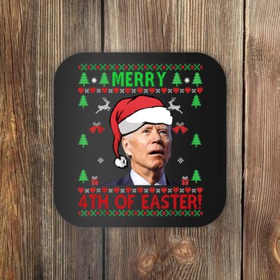 Merry 4th Of Easter Funny Joe Biden Christmas Ugly Sweater Sweatshirt Coaster