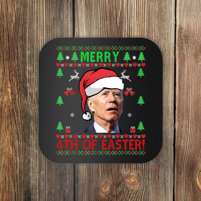 Merry 4th Of Easter Funny Joe Biden Christmas Ugly Sweater Sweatshirt Coaster