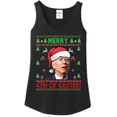 Merry 4th Of Easter Funny Joe Biden Christmas Ugly Sweater Sweatshirt Ladies Essential Tank