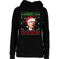 Merry 4th Of Easter Funny Joe Biden Christmas Ugly Sweater Sweatshirt Womens Funnel Neck Pullover Hood