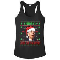 Merry 4th Of Easter Funny Joe Biden Christmas Ugly Sweater Sweatshirt Ladies PosiCharge Competitor Racerback Tank