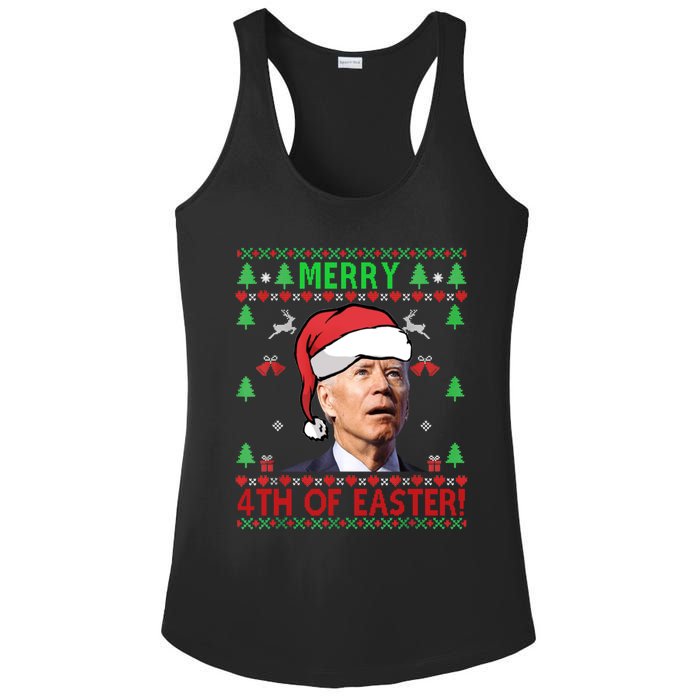 Merry 4th Of Easter Funny Joe Biden Christmas Ugly Sweater Sweatshirt Ladies PosiCharge Competitor Racerback Tank