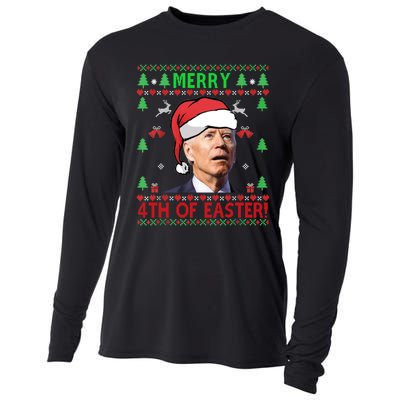 Merry 4th Of Easter Funny Joe Biden Christmas Ugly Sweater Sweatshirt Cooling Performance Long Sleeve Crew