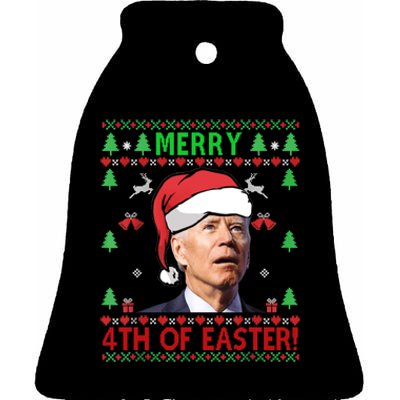 Merry 4th Of Easter Funny Joe Biden Christmas Ugly Sweater Sweatshirt Ceramic Bell Ornament