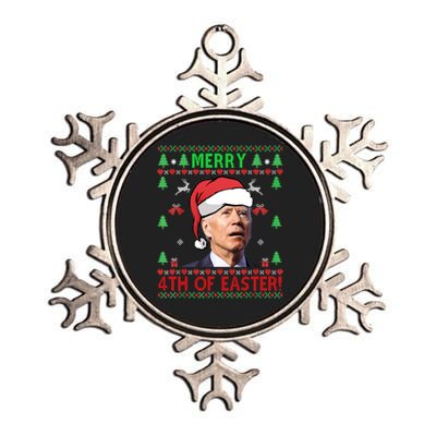 Merry 4th Of Easter Funny Joe Biden Christmas Ugly Sweater Sweatshirt Metallic Star Ornament