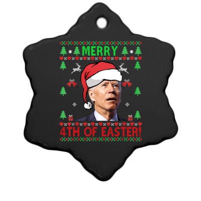 Merry 4th Of Easter Funny Joe Biden Christmas Ugly Sweater Sweatshirt Ceramic Star Ornament