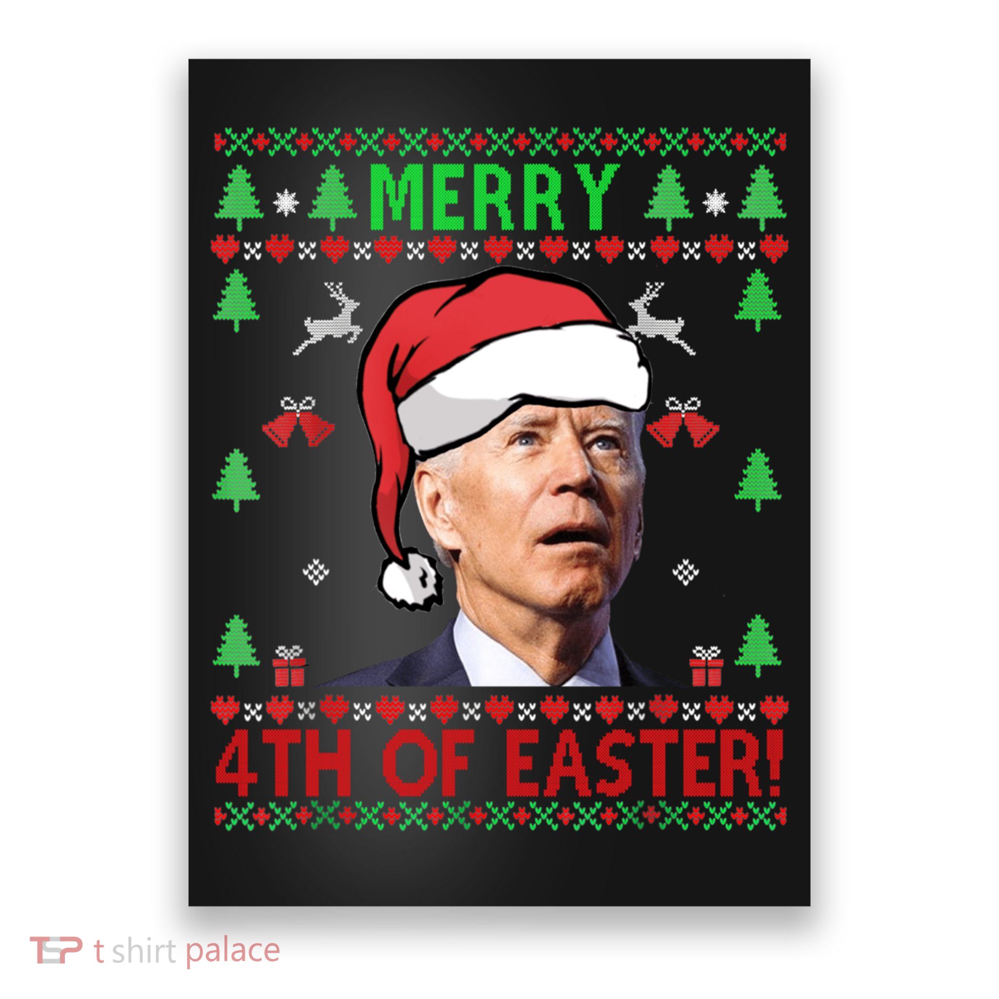 Merry 4th Of Easter Funny Joe Biden Christmas Ugly Sweater Sweatshirt Poster