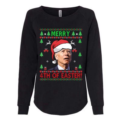 Merry 4th Of Easter Funny Joe Biden Christmas Ugly Sweater Sweatshirt Womens California Wash Sweatshirt