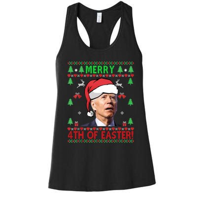 Merry 4th Of Easter Funny Joe Biden Christmas Ugly Sweater Sweatshirt Women's Racerback Tank