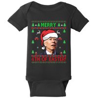 Merry 4th Of Easter Funny Joe Biden Christmas Ugly Sweater Sweatshirt Baby Bodysuit