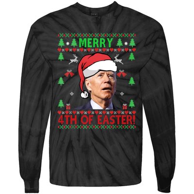 Merry 4th Of Easter Funny Joe Biden Christmas Ugly Sweater Sweatshirt Tie-Dye Long Sleeve Shirt