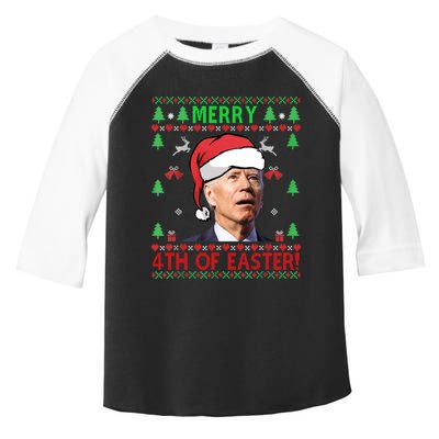 Merry 4th Of Easter Funny Joe Biden Christmas Ugly Sweater Sweatshirt Toddler Fine Jersey T-Shirt