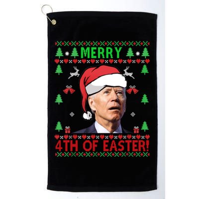 Merry 4th Of Easter Funny Joe Biden Christmas Ugly Sweater Sweatshirt Platinum Collection Golf Towel