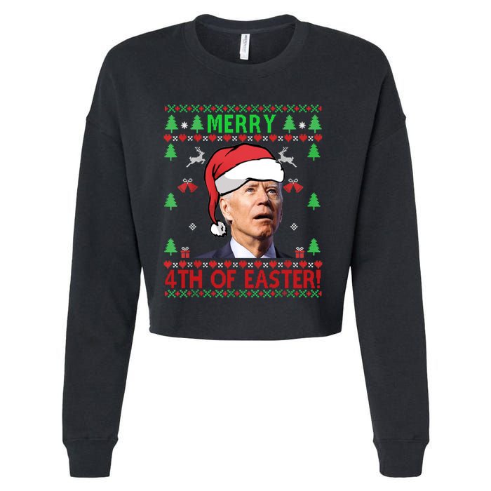 Merry 4th Of Easter Funny Joe Biden Christmas Ugly Sweater Sweatshirt Cropped Pullover Crew