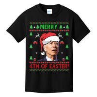 Merry 4th Of Easter Funny Joe Biden Christmas Ugly Sweater Sweatshirt Kids T-Shirt