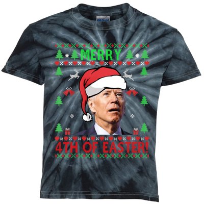 Merry 4th Of Easter Funny Joe Biden Christmas Ugly Sweater Sweatshirt Kids Tie-Dye T-Shirt