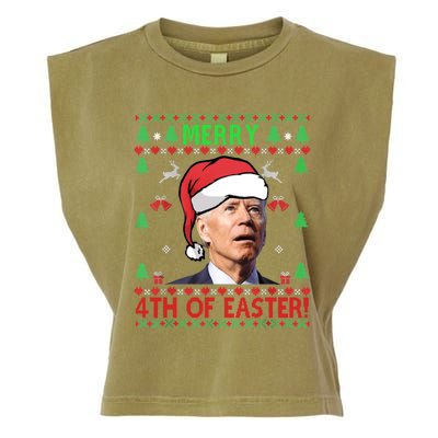 Merry 4th Of Easter Funny Joe Biden Christmas Ugly Sweater Sweatshirt Garment-Dyed Women's Muscle Tee