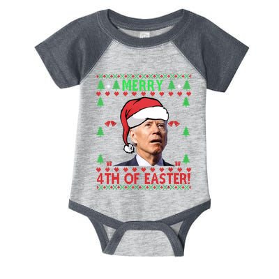 Merry 4th Of Easter Funny Joe Biden Christmas Ugly Sweater Sweatshirt Infant Baby Jersey Bodysuit